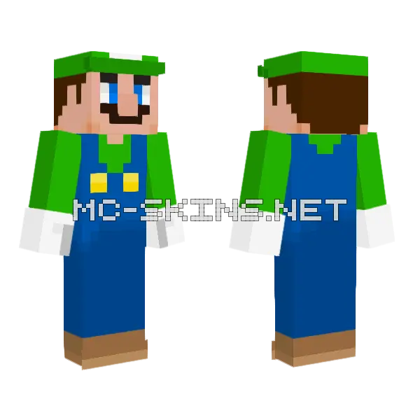 Luigi Minecraft skin, front and back