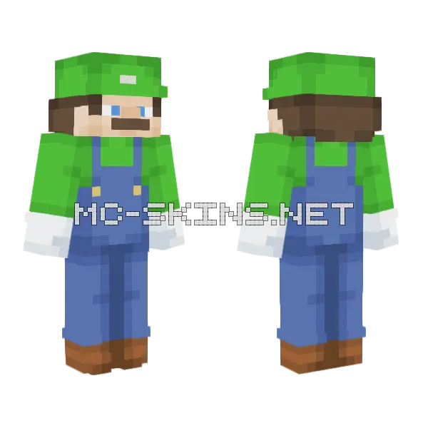 Luigi Minecraft skin, front and back