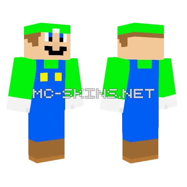 Luigi Minecraft skin, front and back
