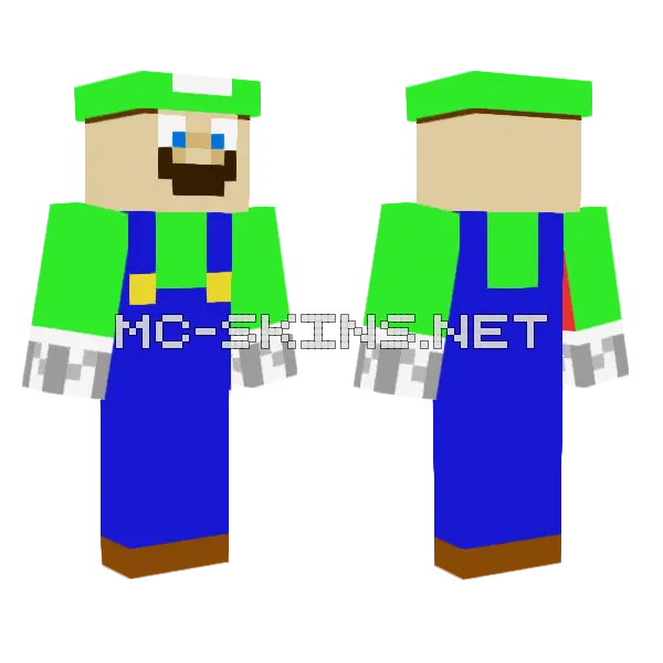 Luigi Minecraft skin, front and back