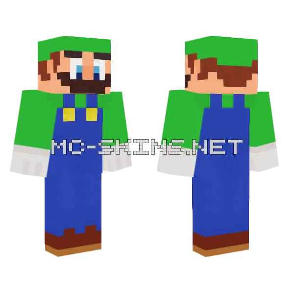 Luigi Minecraft skin, front and back