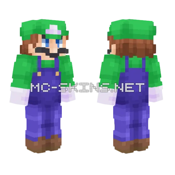 Luigi Minecraft skin, front and back