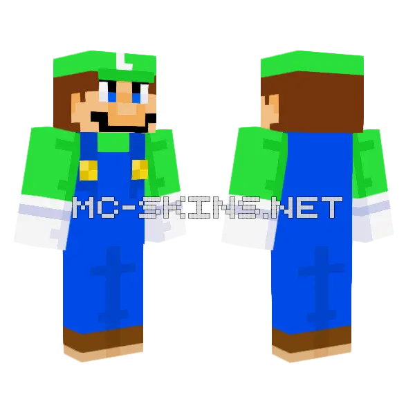 Luigi Minecraft skin, front and back