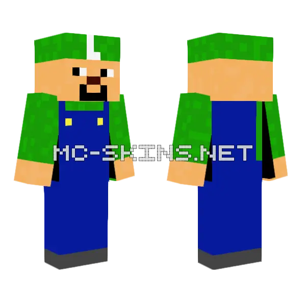 Luigi Minecraft skin, front and back
