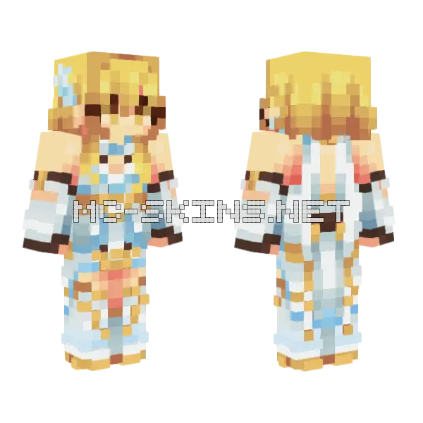 Lumine Genshin Impact Minecraft skin, front and back