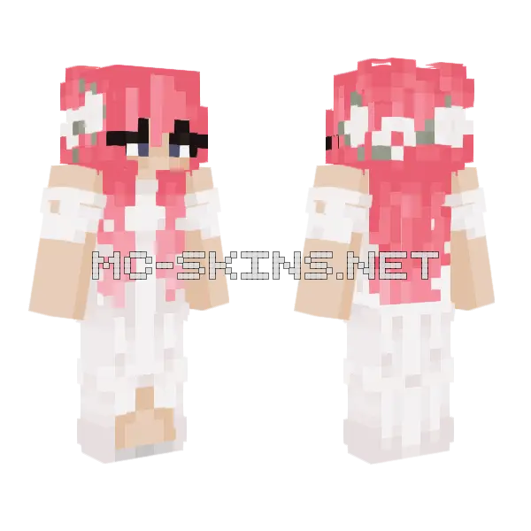 Luna Pink Hair Minecraft skin, front and back