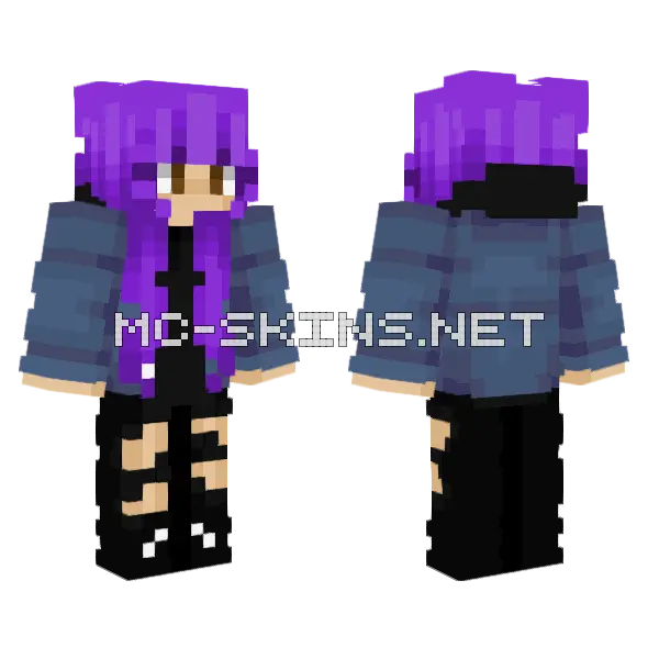 Lunarmoonar123 Purple Hair Minecraft skin, front and back