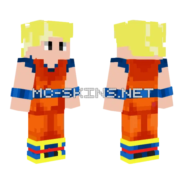 Mad Goku Minecraft skin, front and back