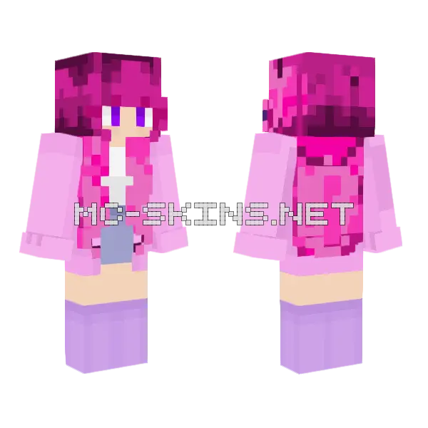 Magenta Zoey Minecraft skin, front and back
