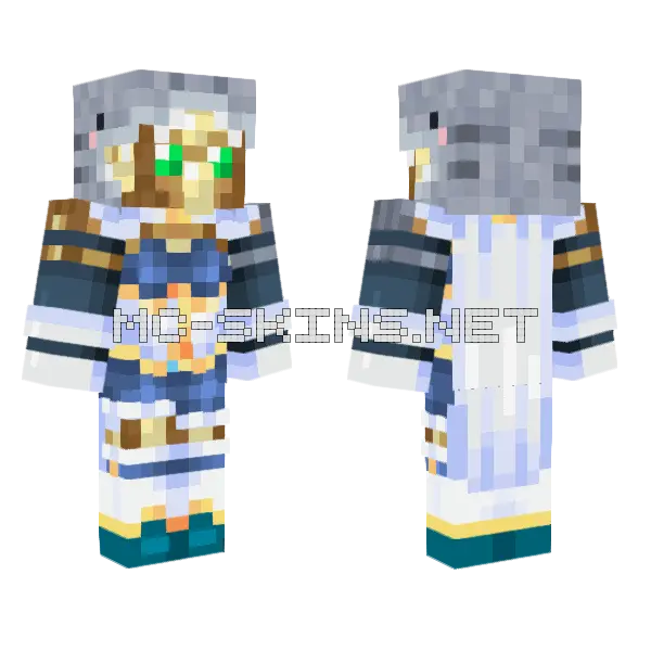 Magical Girl Sayaka Cosplay Minecraft skin, front and back