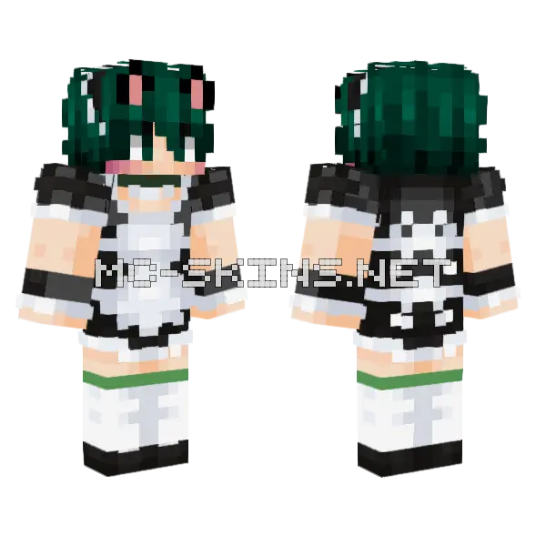 Maid Deku Minecraft skin, front and back