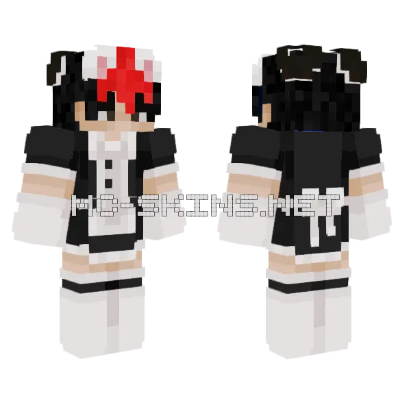 Maid Red Hair Minecraft skin, front and back