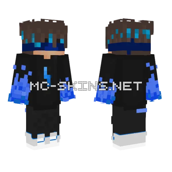 Main 10 Blue Fire Minecraft skin, front and back