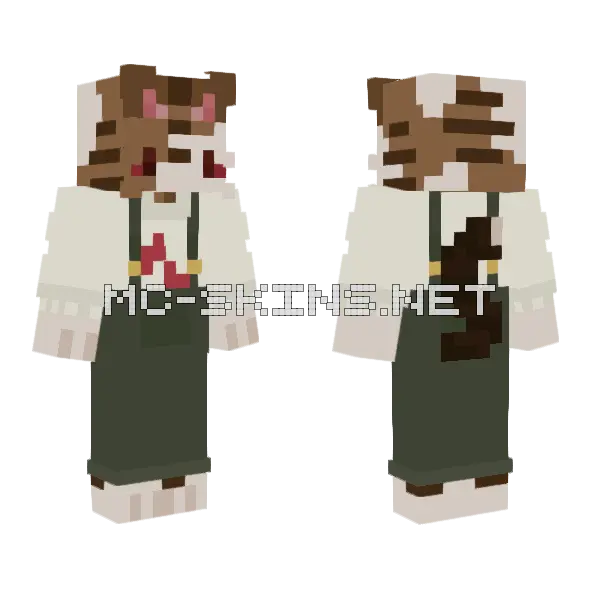 Maine Coon In Overalls Minecraft skin, front and back