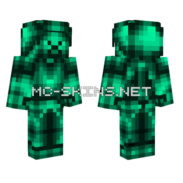 Malachite Steve Minecraft skin, front and back