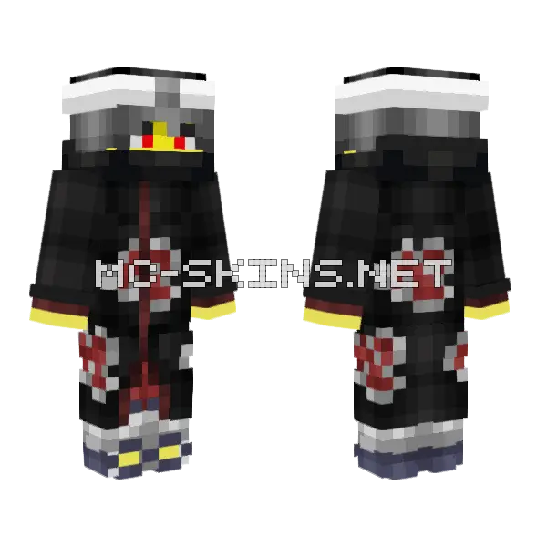 Male Akatsuki Uniform Minecraft skin, front and back