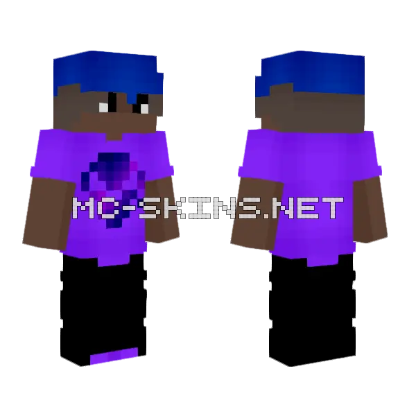 Male Casual Galaxy Skull Minecraft skin, front and back
