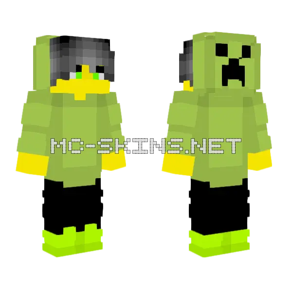 Male Creeper Hoodie Minecraft skin, front and back