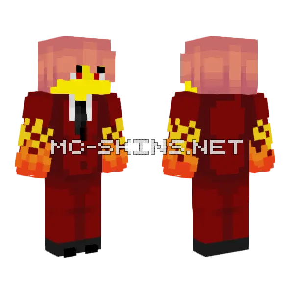 Male Fire Tuxedo Minecraft skin, front and back