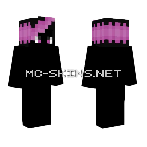 Male Hair Base Black Fade Gum Pink Minecraft skin, front and back