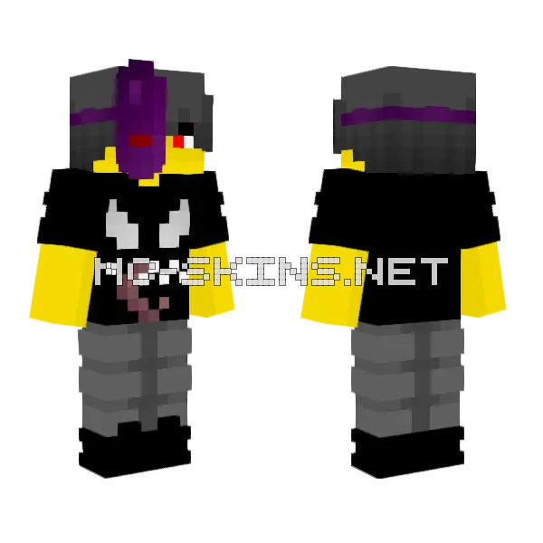 Male Half Rabbit Mask Venom Shirt Minecraft skin, front and back