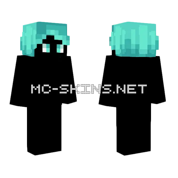 Male Hb Glowstick Cyan Minecraft skin, front and back
