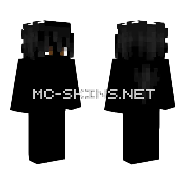 Male HB Long Black Hair Minecraft skin, front and back