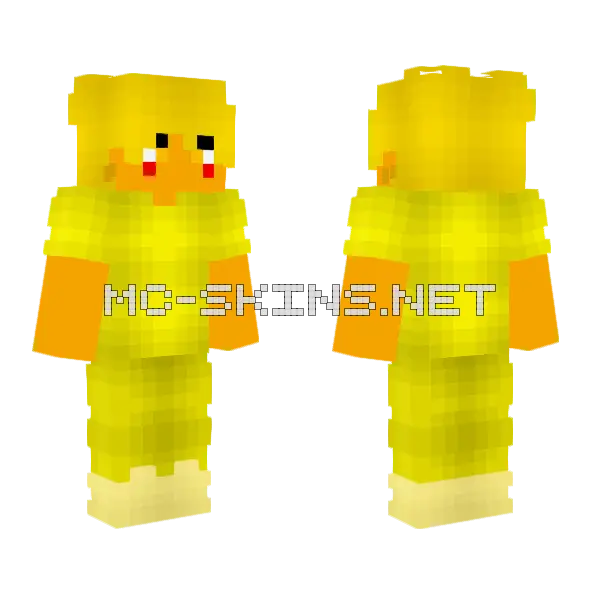 Male Pika Pika Minecraft skin, front and back
