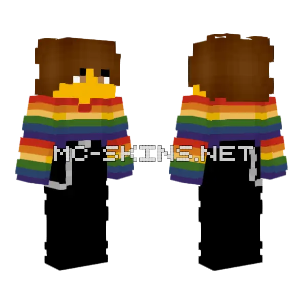 Male Rainbow Chain Minecraft skin, front and back