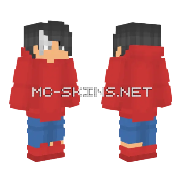 Male Red Hoodie Minecraft skin, front and back
