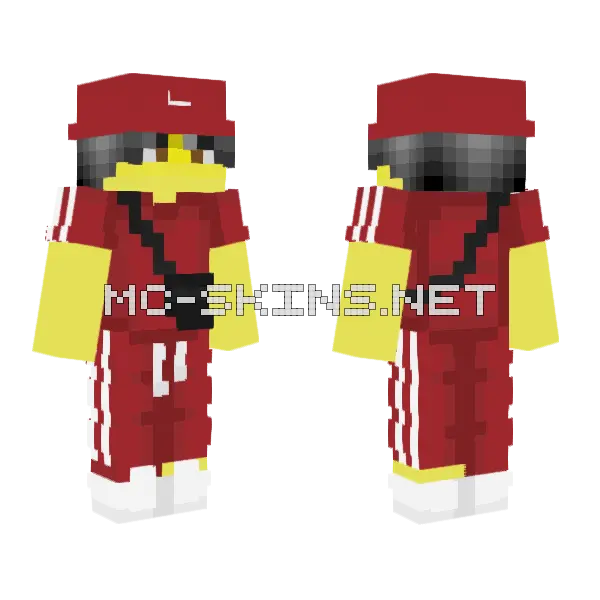 Male Red Outfit Red Hat Minecraft skin, front and back