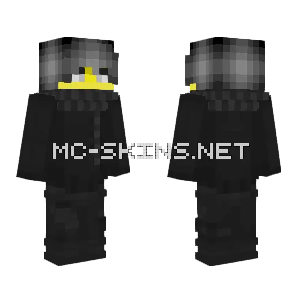 Male Scarf Dark Outfit Minecraft skin, front and back
