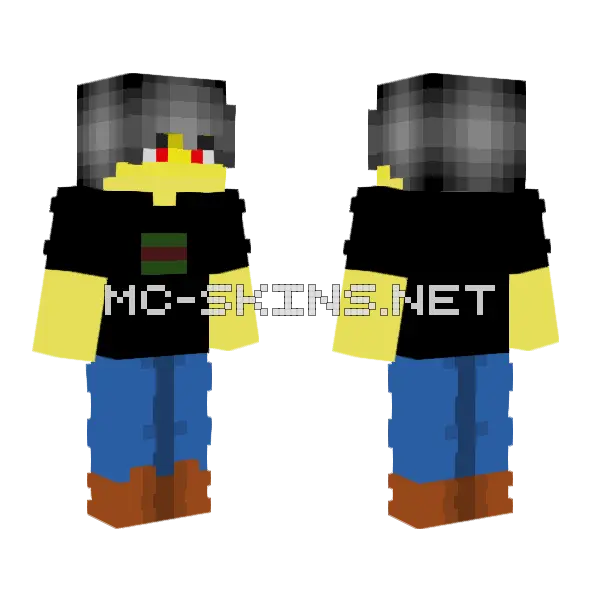 Male Skin Black Shirt Jeans Brown Shoes Minecraft skin, front and back