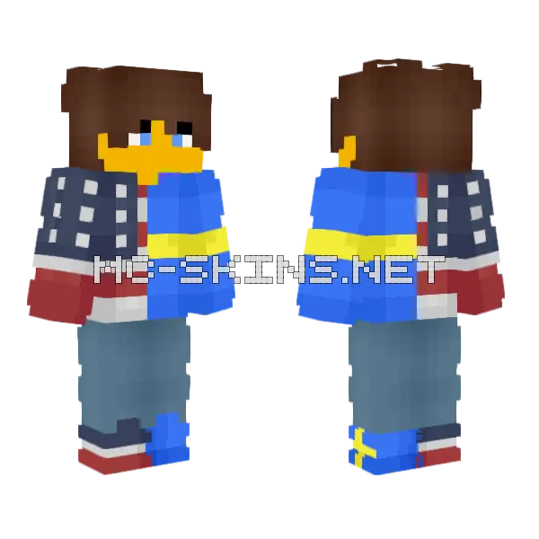 Male USA x Sweden Minecraft skin, front and back