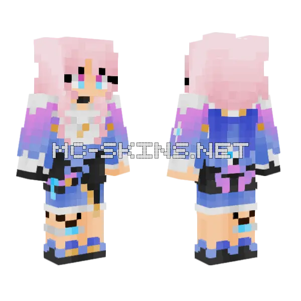 March 7th Honkai Star Rail Minecraft skin, front and back