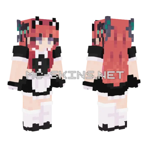 Marie Fox Maid Outfit Minecraft skin, front and back