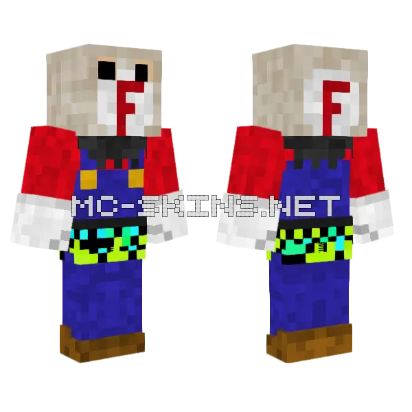 Mario Flesh V2 Minecraft skin, front and back