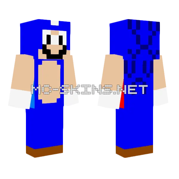 Mario in Sonic Suit Minecraft skin, front and back