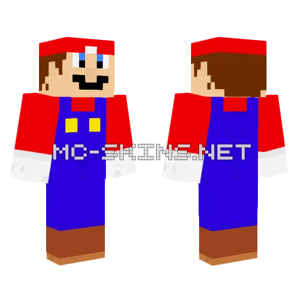 Mario V2 Minecraft skin, front and back