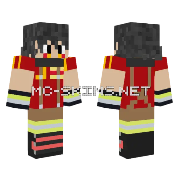 Mark Bombero Firefighter Minecraft skin, front and back