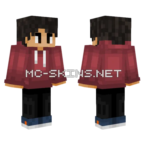 Maroon Hoodie Boy, front and back