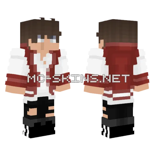 Maroon Letterman Jacket Minecraft skin, front and back