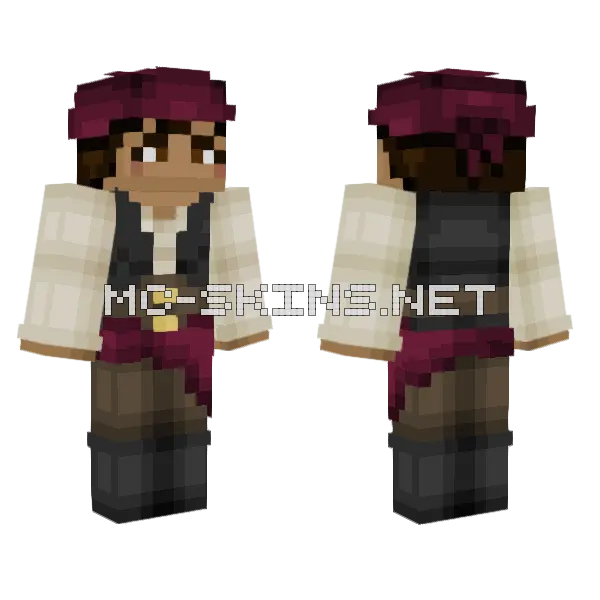 Maroon Pirate Hat, front and back