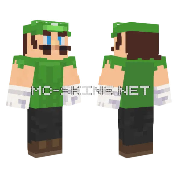 Mashed Luigi Ready Player Two Minecraft skin, front and back