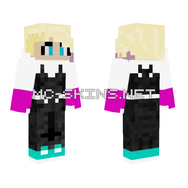 Maskless Spider Gwen Minecraft skin, front and back