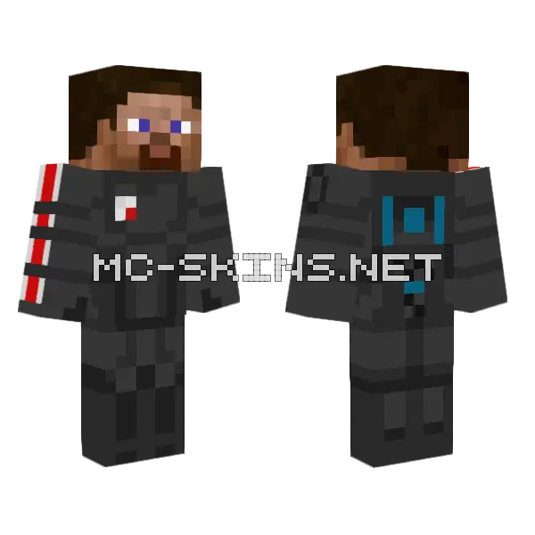 Mass Effect 2 Steve Minecraft skin, front and back