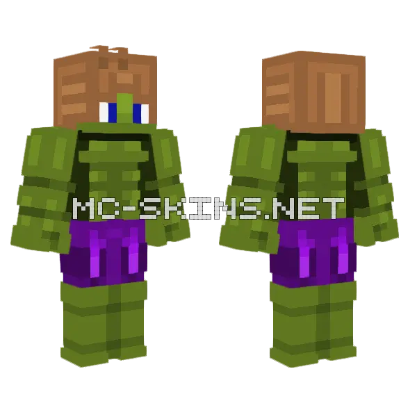 Max Box of Hulk Minecraft skin, front and back