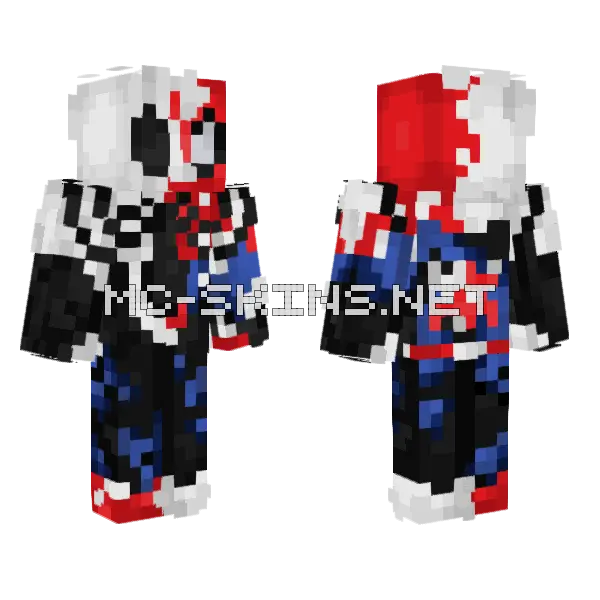 Maximum Venom Spiderman Suit Minecraft skin, front and back