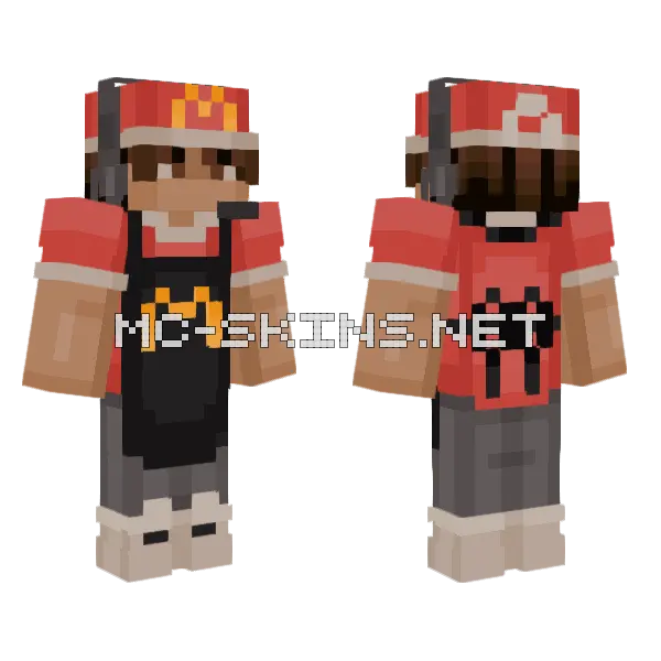 McDonalds Worker Outfit Minecraft skin, front and back