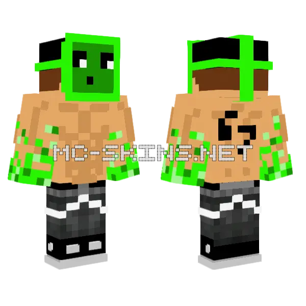 Me With Slime Mask Minecraft skin, front and back